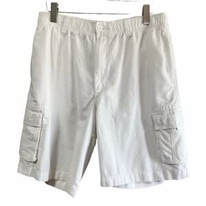 Casuals Men's Ecru Linen Cotton Cargo Shorts Size 34 Drawstring Waist  6 Pockets